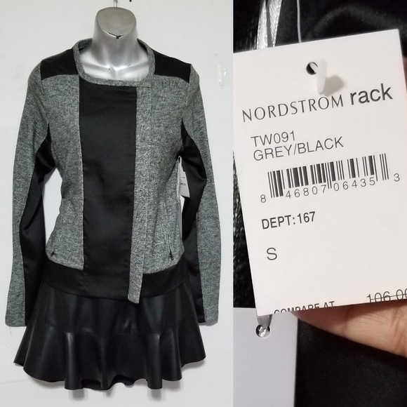 NORDSTROM RACK Gray and Black moto Jacket - Picture 4 of 12